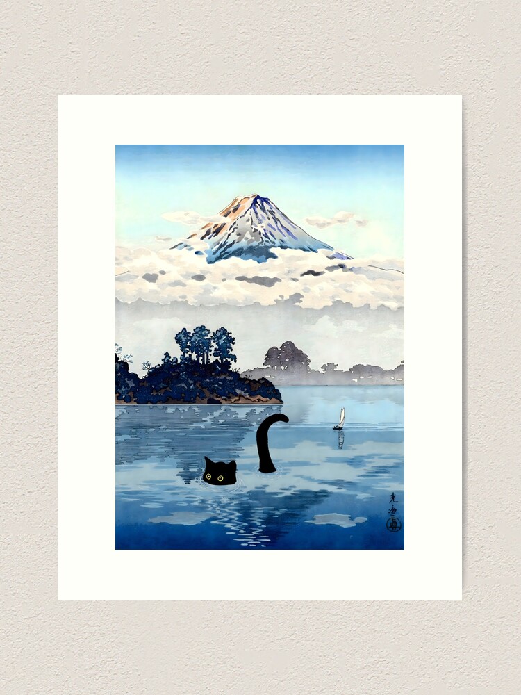Thumbnail 1 von 3, Kunstdruck, Katze im Kawaguchi-Tago-Koitsu-See designt und verkauft von outdoorway.