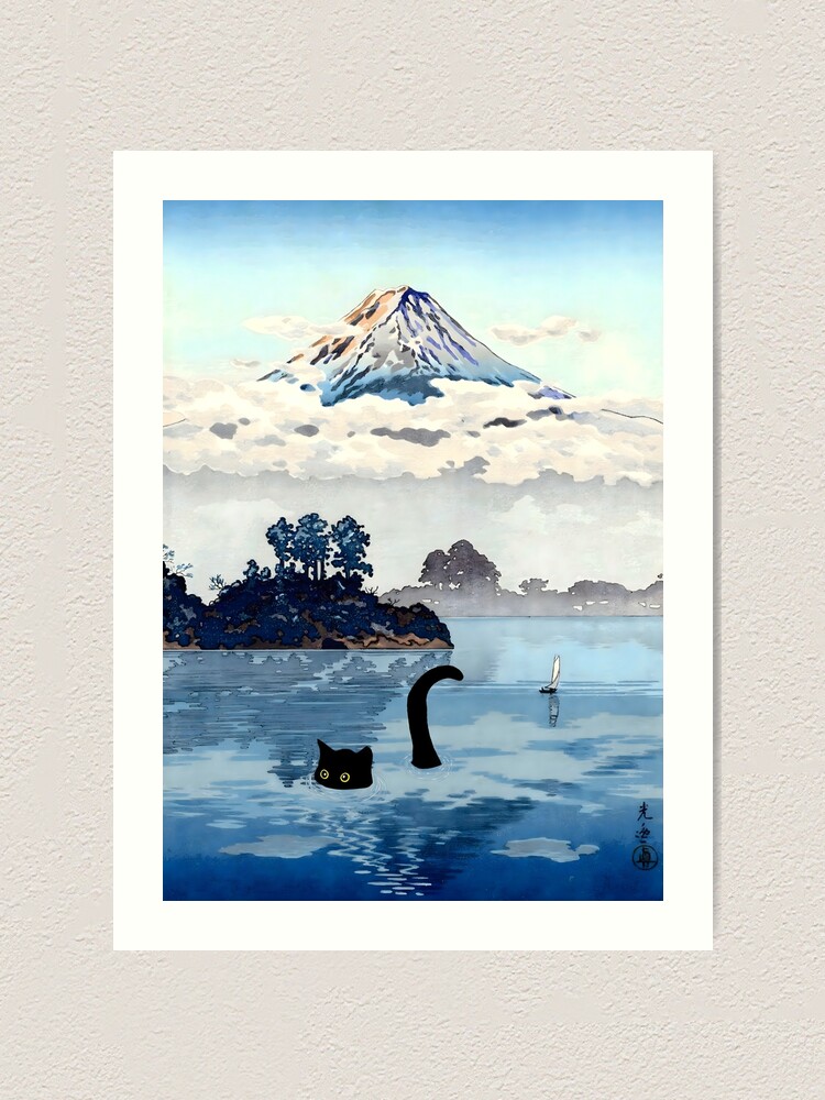 Thumbnail 1 von 3, Kunstdruck, Katze im Kawaguchi-Tago-Koitsu-See designt und verkauft von outdoorway.