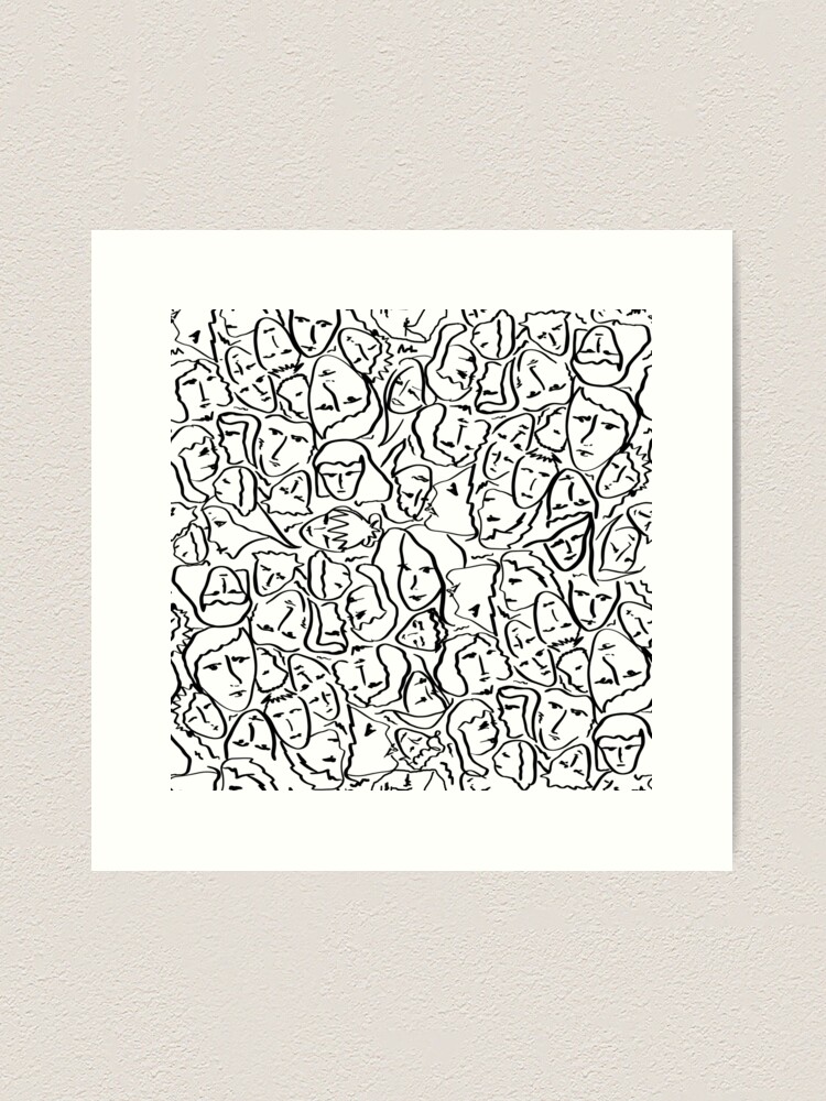 Alternate view of Call Me By Your Name Elios Shirt Faces in Black Outlines on White CMBYN Art Print