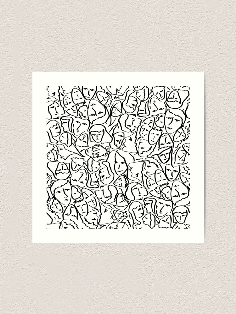Alternate view of Call Me By Your Name Elios Shirt Faces in Black Outlines on White CMBYN Art Print