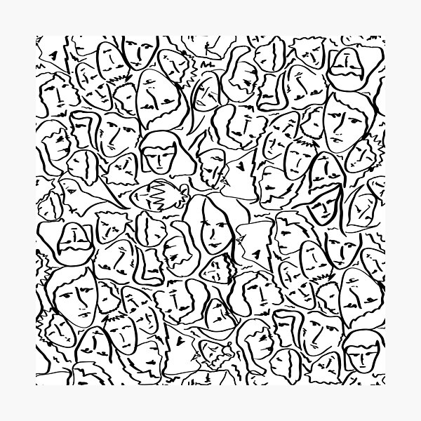 Call Me By Your Name Elios Shirt Faces in Black Outlines on White CMBYN Photographic Print