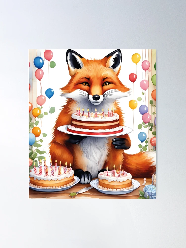 Fox Happy Birthday Kuchendekoration – Bunter Tier-Motiv Topper Für Geburtstag, Babyparty Oder Feier (5,3 X 5,7 Zoll)