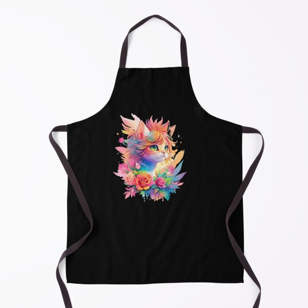 Item preview, Colorful cat with roses designed and sold by Gigglyvibes.