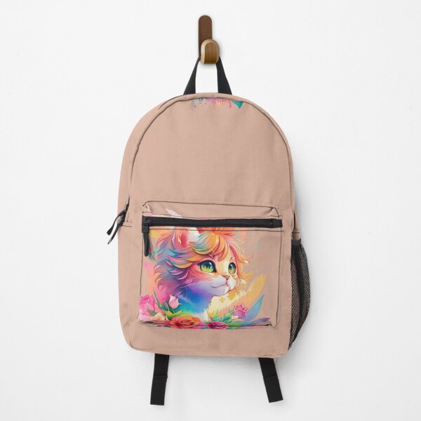 Item preview, Colorful cat with roses designed and sold by Gigglyvibes.