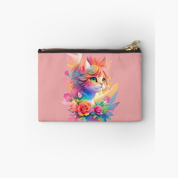 Item preview, Colorful cat with roses designed and sold by Gigglyvibes.