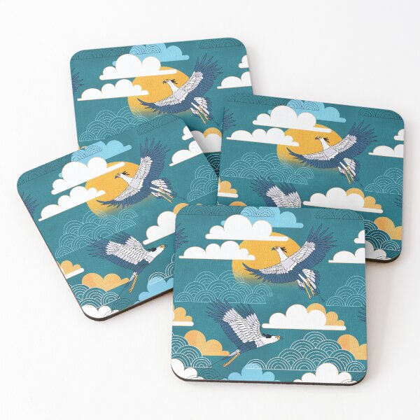 Item preview, Bold Oriental Style Secretary Birds - Gold and Teal  designed and sold by TigaTiga.