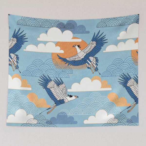Item preview, Bold Oriental Style Secretary Birds - Clear Skies designed and sold by TigaTiga.