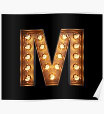 M Initial Neon Light Poster