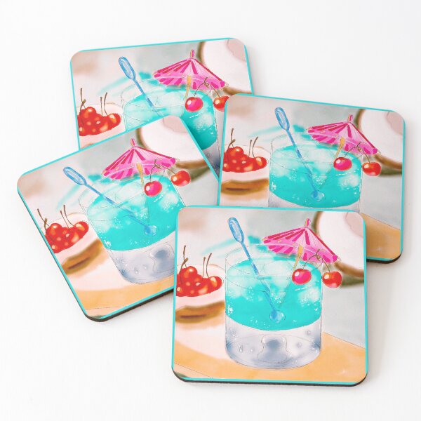 Item preview, Cherry Coconut Cocktail drink, Blue Lagoon, Pina Colada. designed and sold by MouseCatty.