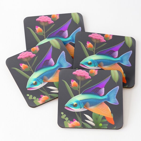 Artikelvorschau, schöner Fisch mit floralem Hintergrund entworfen und verkauft von NandoArtDesign.
