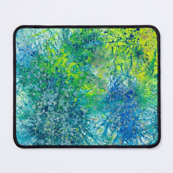 Item preview, Our Earth Is Always Breathing #532 Original Hand-painted Abstract Painting Detail 4 In Teal Blue Green Yellow Inspired By Gaia Spring Summer Mother Nature Forest Aquatic Plants Bohemian Boho Pattern designed and sold by Rainbow Artist Orlando L.