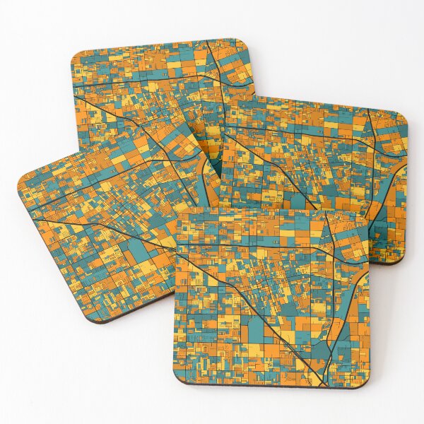 Item preview, Anaheim Map Pattern in Orange & Teal designed and sold by PatternMaps.