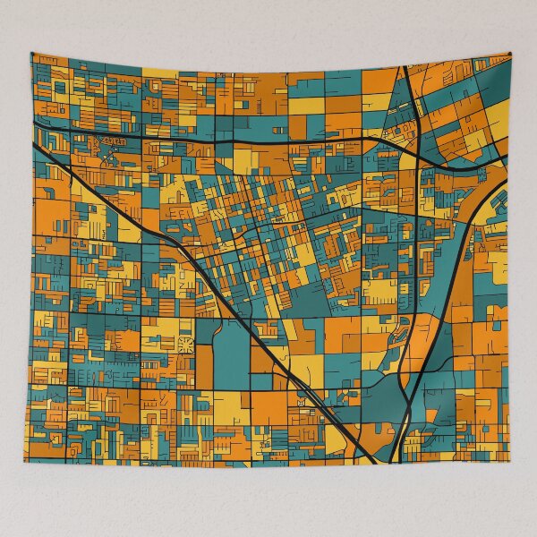 Item preview, Anaheim Map Pattern in Orange & Teal designed and sold by PatternMaps.