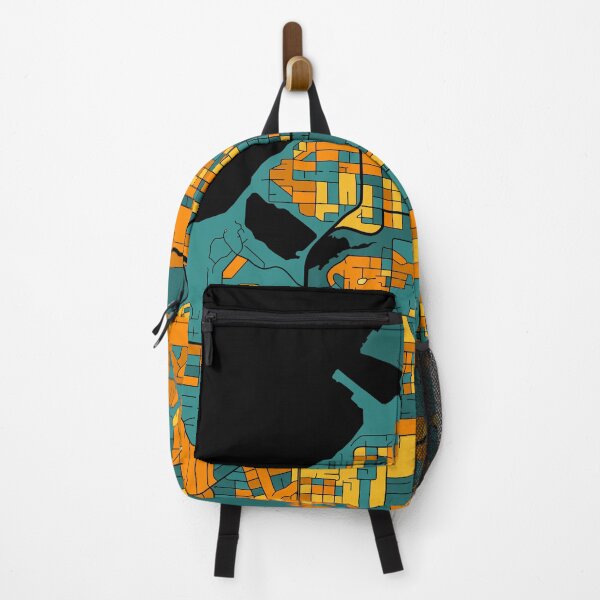 Item preview, Anchorage Map Pattern in Orange & Teal designed and sold by PatternMaps.
