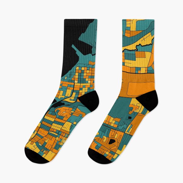 Item preview, Anchorage Map Pattern in Orange & Teal designed and sold by PatternMaps.