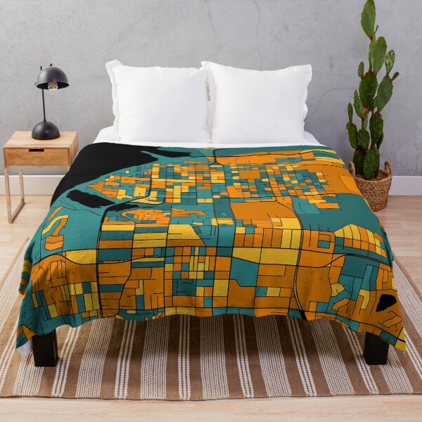 Item preview, Anchorage Map Pattern in Orange & Teal designed and sold by PatternMaps.