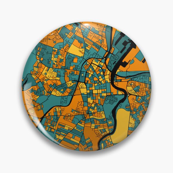Item preview, Belfast Map Pattern in Orange & Teal designed and sold by PatternMaps.