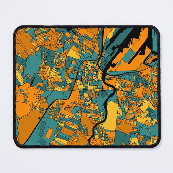 Item preview, Belfast Map Pattern in Orange & Teal designed and sold by PatternMaps.
