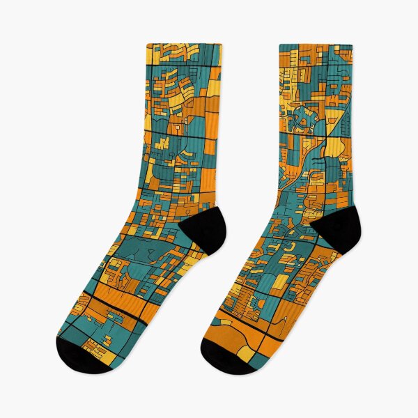Item preview, Chandler Map Pattern in Orange & Teal designed and sold by PatternMaps.