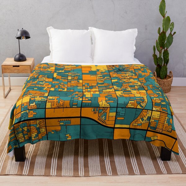 Item preview, Chandler Map Pattern in Orange & Teal designed and sold by PatternMaps.