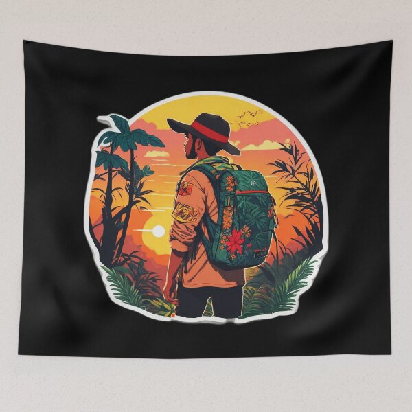 Item preview, Traveler  Wandering the Tropical Jungle at Sunset designed and sold by Ridiculam Toga.