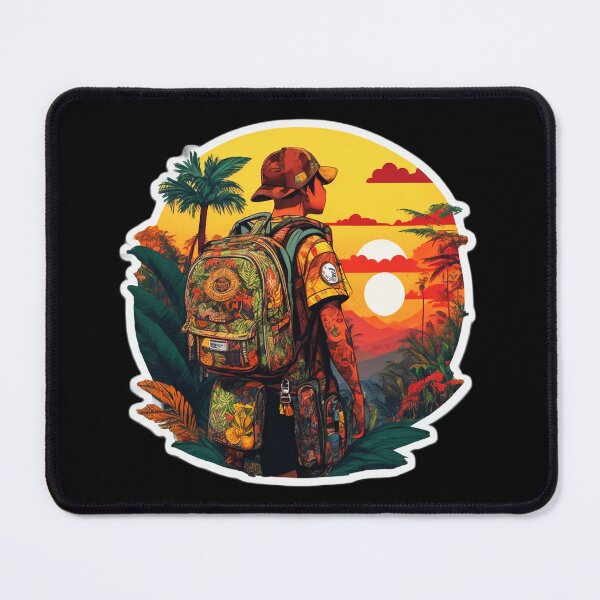 Item preview, Tattooed Traveler Wandering the Tropical Jungle at Sunset designed and sold by Ridiculam Toga.