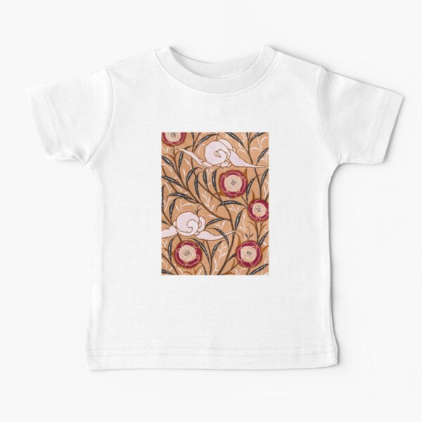 Vintage Oriental Art Nouveau Pattern in Peachy Terracotta | P260 Baby T-Shirt
