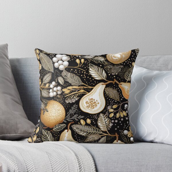 Item preview, Colorful fantasy pattern beige white orange black ornaments fruits pears berries leaves designed and sold by G-M-Designs.