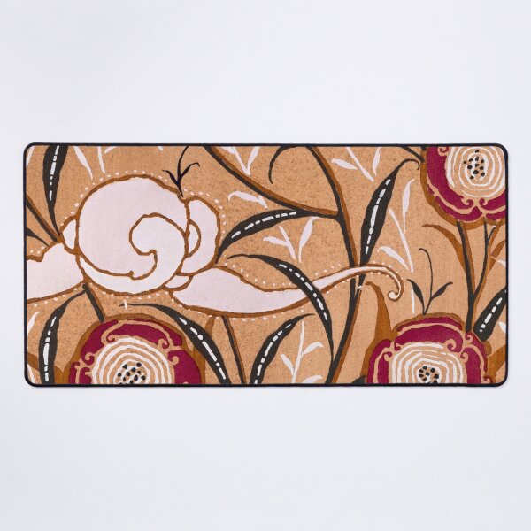 Item preview, Vintage Oriental Art Nouveau Pattern in Peachy Terracotta | P260 designed and sold by Piccolo Fiore Prints.