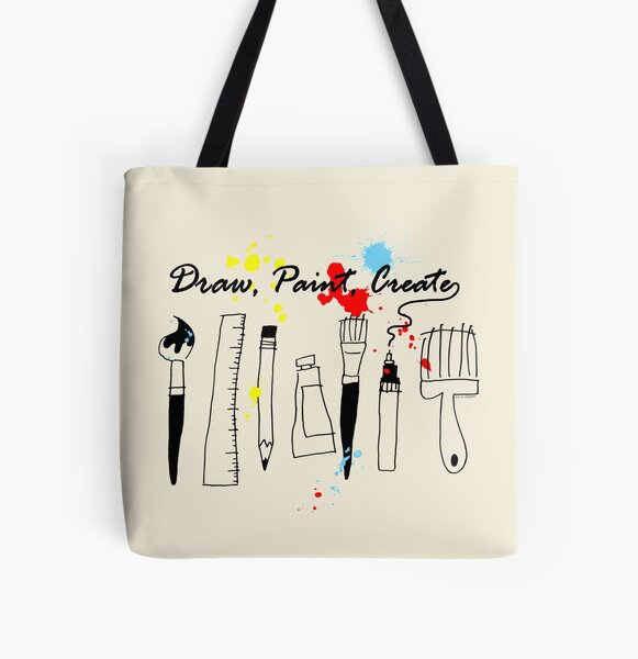 I Love Art Supplies Tote Bag by Art Vixen