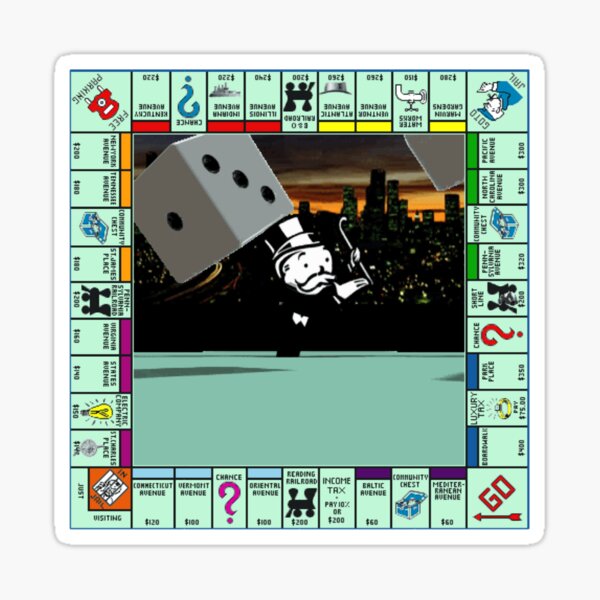 Monopoly Retro Game Board Sticker for Sale by Ryan Silberman