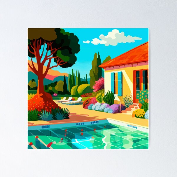 Item preview, Flower Garden with Swimming Pool  designed and sold by Vicky Brago-Mitchell®.