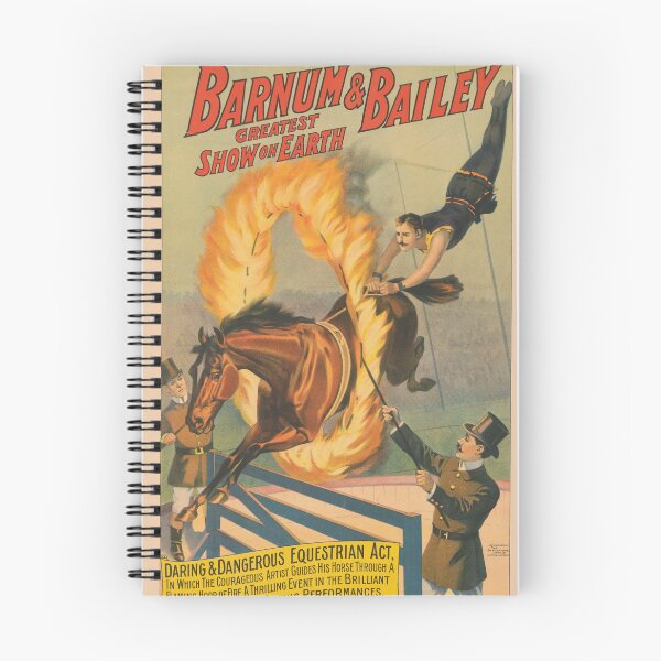 Item preview, STK501818A-Vintage circus poster of a horse leaping through a flaming hoop. designed and sold by StocktrekImages.