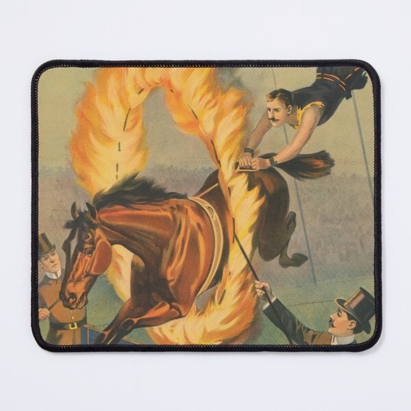 Item preview, STK501818A-Vintage circus poster of a horse leaping through a flaming hoop. designed and sold by StocktrekImages.
