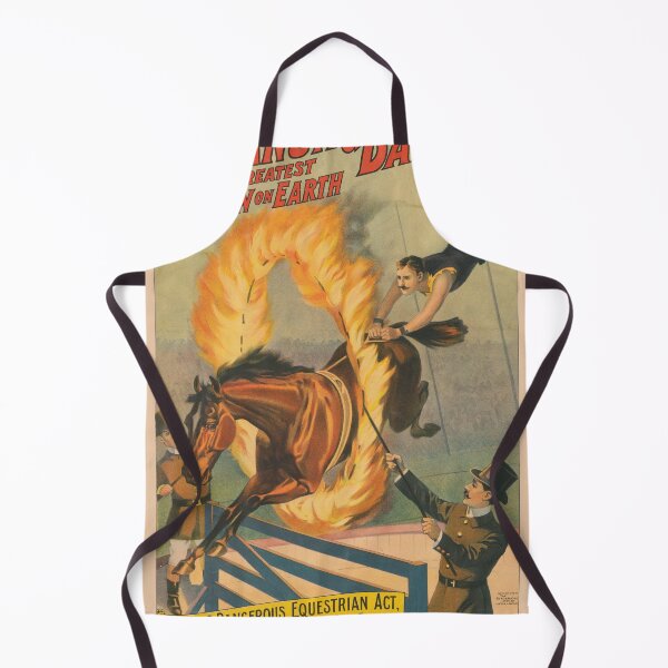 Item preview, STK501818A-Vintage circus poster of a horse leaping through a flaming hoop. designed and sold by StocktrekImages.