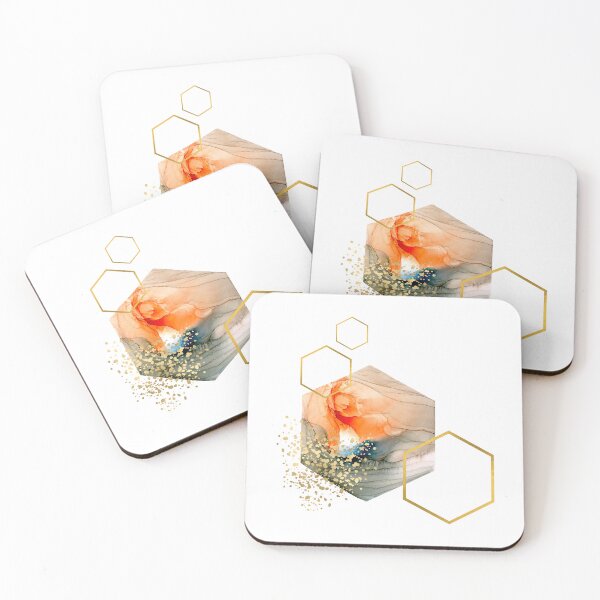 Item preview, Orange abstract alcohol ink honeycomb design designed and sold by CreativeStrand.