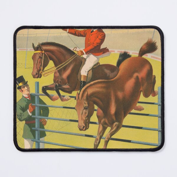Item preview, STK501819A-Vintage circus poster of two ponies jumping over an obstacle. designed and sold by StocktrekImages.