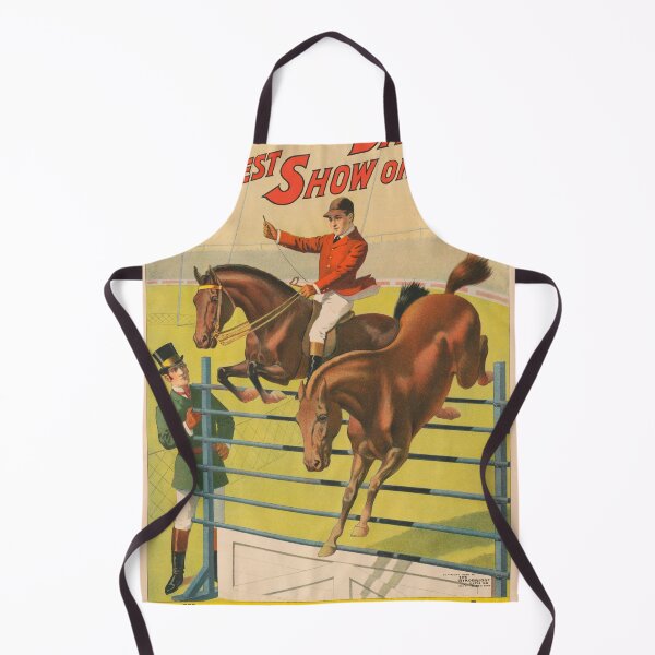 Item preview, STK501819A-Vintage circus poster of two ponies jumping over an obstacle. designed and sold by StocktrekImages.