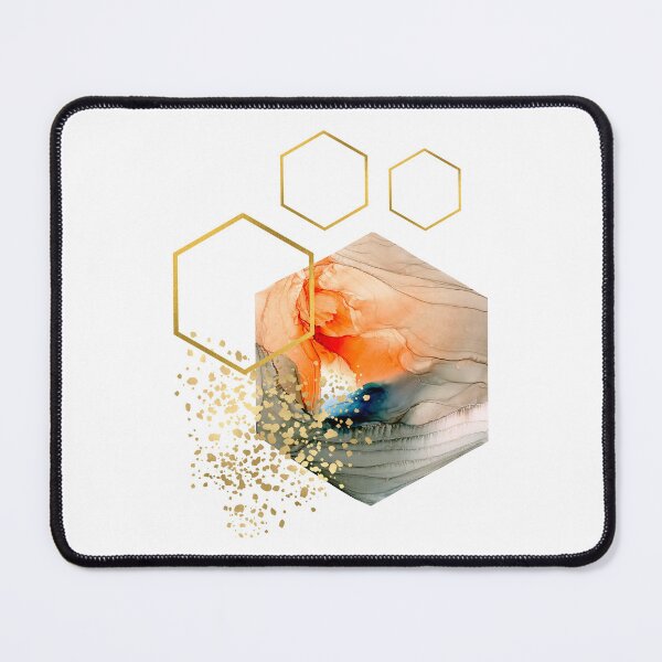 Item preview, Orange abstract alcohol ink honeycomb design designed and sold by CreativeStrand.