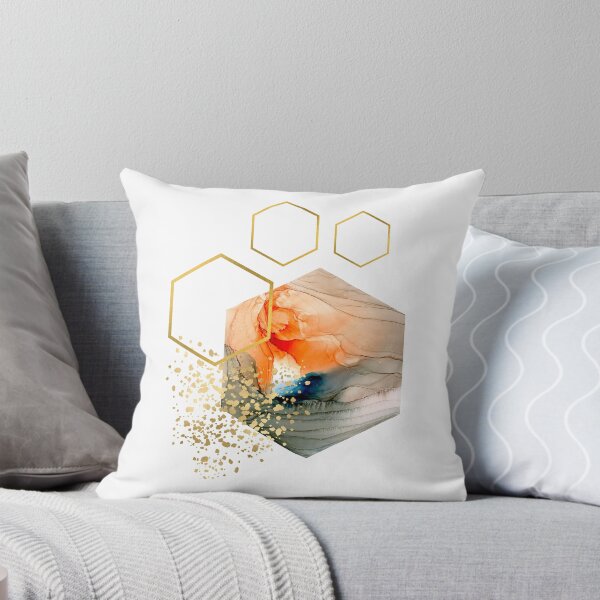 Item preview, Orange abstract alcohol ink honeycomb design designed and sold by CreativeStrand.