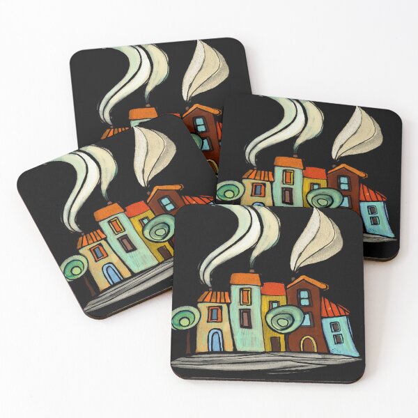Item preview, colored houses- black background designed and sold by OlgaMundi.