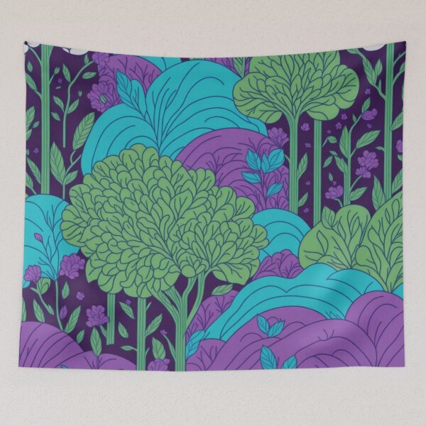 Item preview, Green Rainbow Forest Trees Floral Pattern designed and sold by druidwolfart.