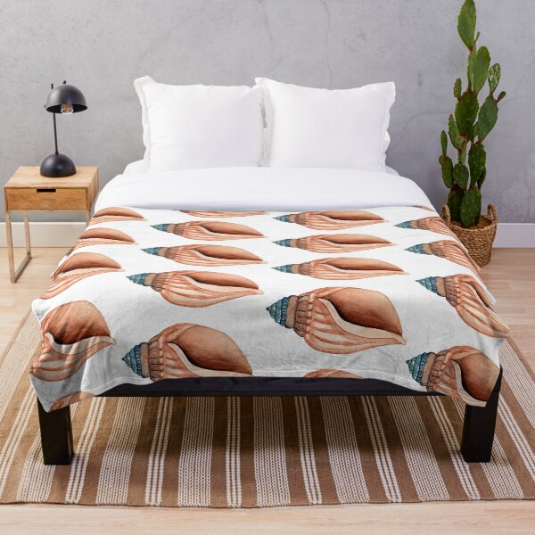 Item preview, Seashell illustration, Blue shell, Brown shell pattern designed and sold by InaDim.