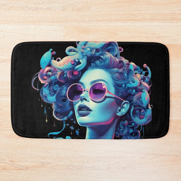 Item preview, Blue woman with glasses. Pop-art, colorful art designed and sold by NUGRAFIKA.