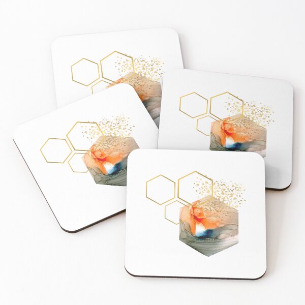 Item preview, Orange abstract alcohol ink honeycomb design designed and sold by CreativeStrand.