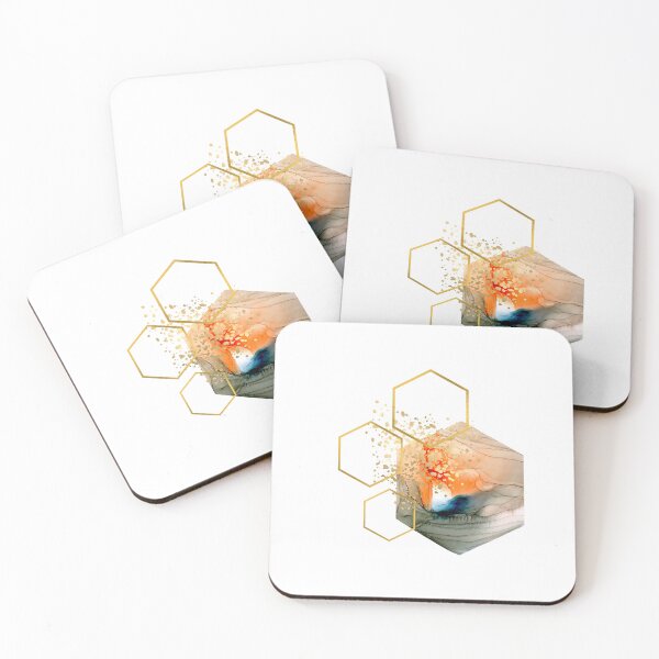Item preview, Orange abstract alcohol ink honeycomb design designed and sold by CreativeStrand.