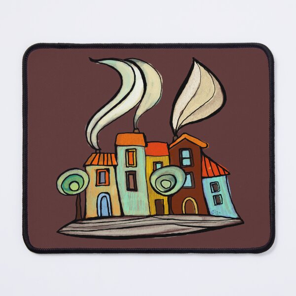 Item preview, colored houses- brown background designed and sold by OlgaMundi.