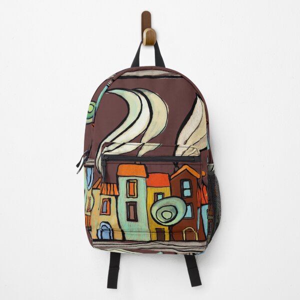 Item preview, colored houses- brown background designed and sold by OlgaMundi.