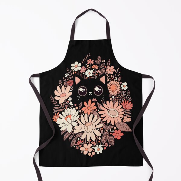 Item preview, Cute black cat with pink flowers  designed and sold by Yaragold.