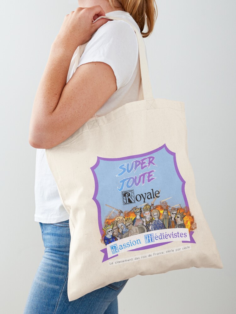 Aperçu 1 sur 5. Tote bag avec l'œuvre Super Joute Royale bleu créée et vendue par PMedievistes.